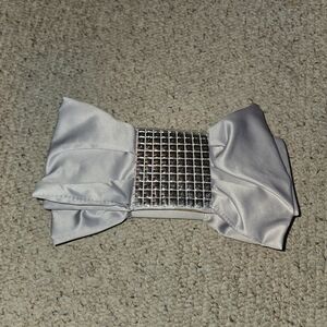 Elegant Silver Bow Clutch